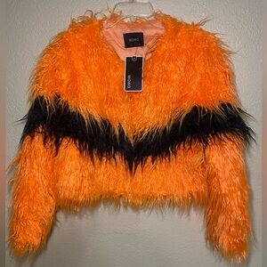WOWO Orange and Black Teddy Jacket